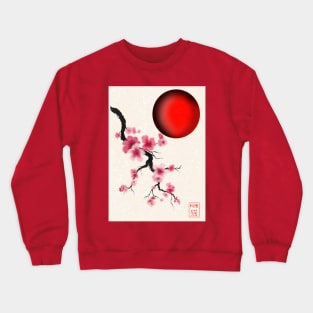 Pretty Japanese sakura (cherry blossom) and a red sun Crewneck Sweatshirt